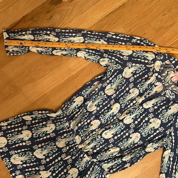 Lilly Pulitzer Elsa Indigo Blue Get in Line Long Sleeve Romper Women’s Size XS - Picture 6 of 16